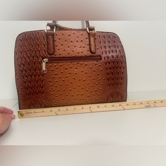 Dasein Handbag Purse Faux Leather Ostrich Brown Matching Wallet - Picture 11 of 11